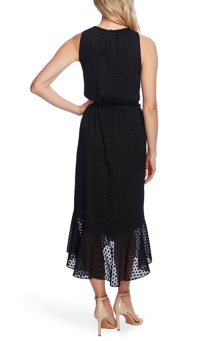 Vince Camuto Asymmetrical Ruffle Sleeveless Midi Dress, Alternate, color, 