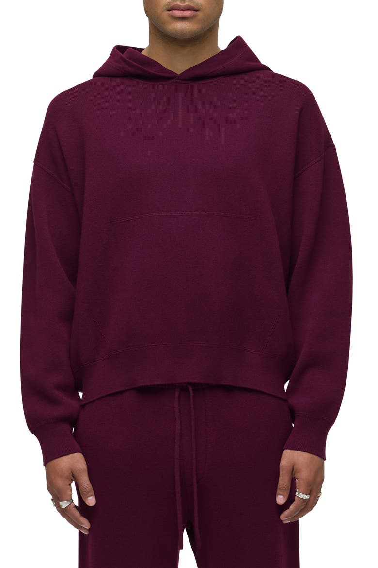 Cotton & Cashmere Double Knit Hoodie, Main, color, BORDEAUX