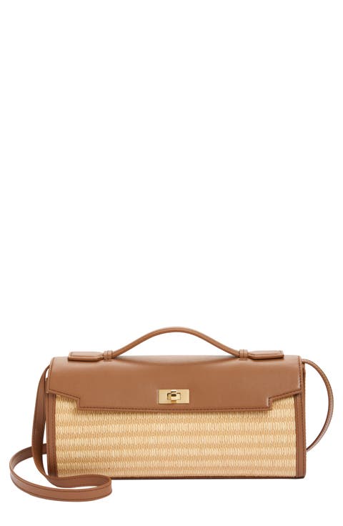 Mortimer Raffia & Leather Clutch