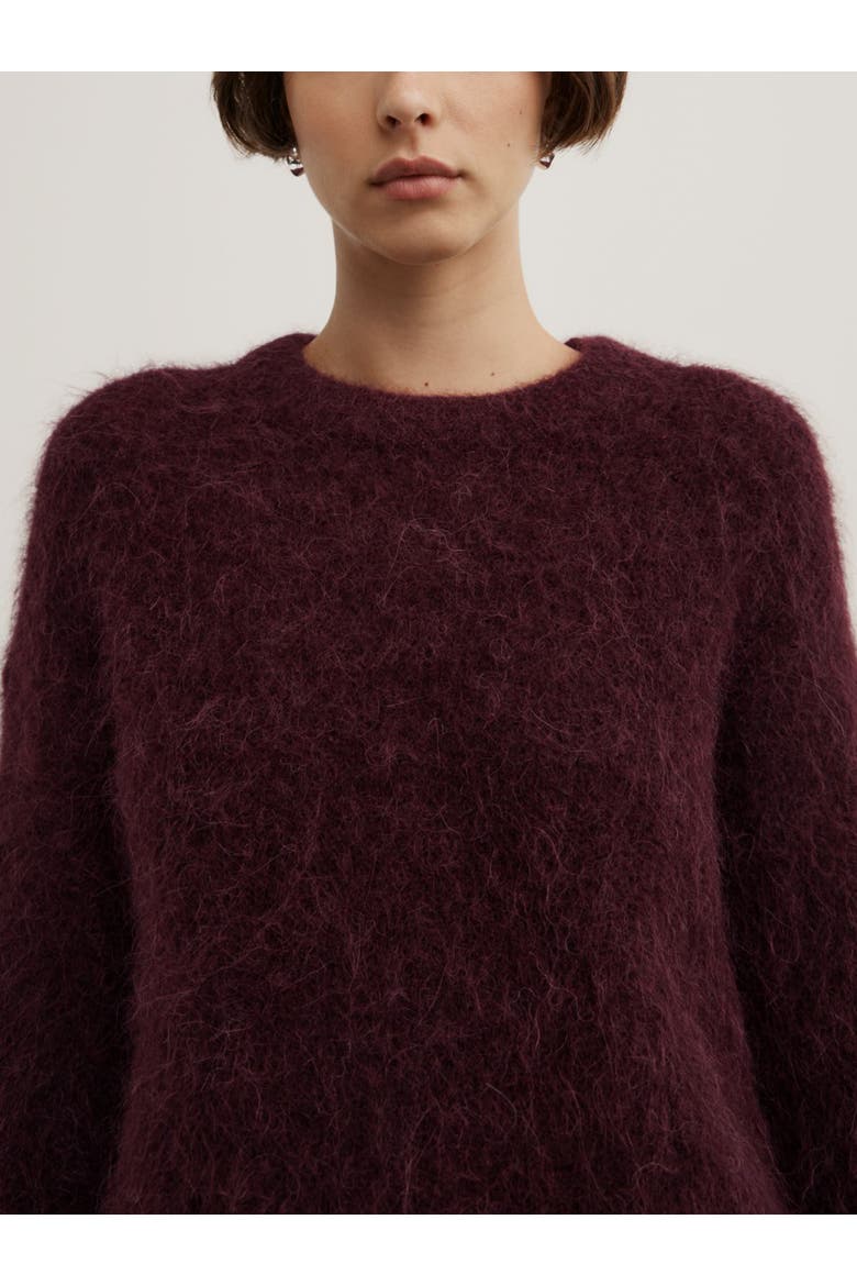 Fluffy Crew Knit Sweater, Alternate, color, Aubergine
