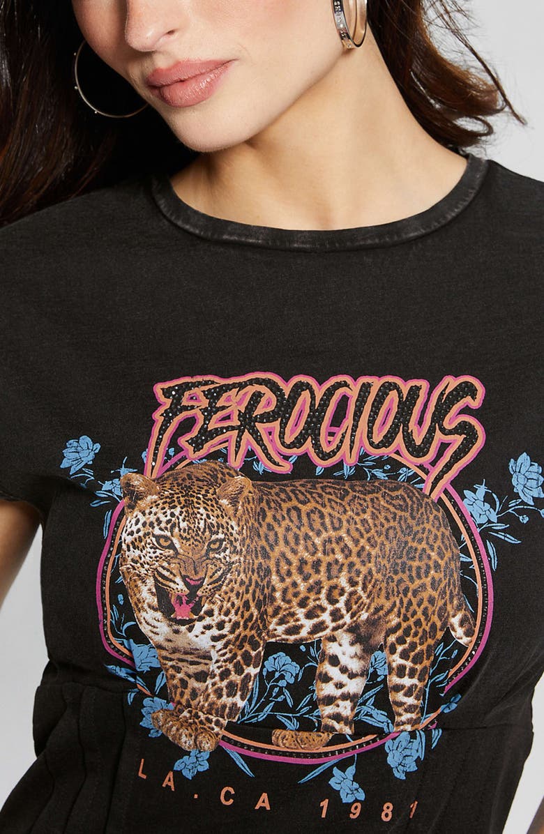 GUESS Ferocious Embellished Corset Detail Graphic T-Shirt, Alternate, color, 
