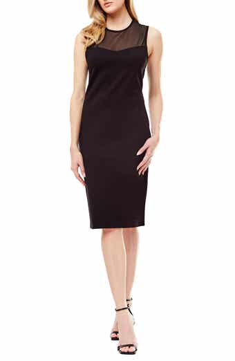 maggy london illusion yoke crepe cocktail dress ILLUSION YOKE FIT & FLARE W/ PUFF SLEEVES Maggy London