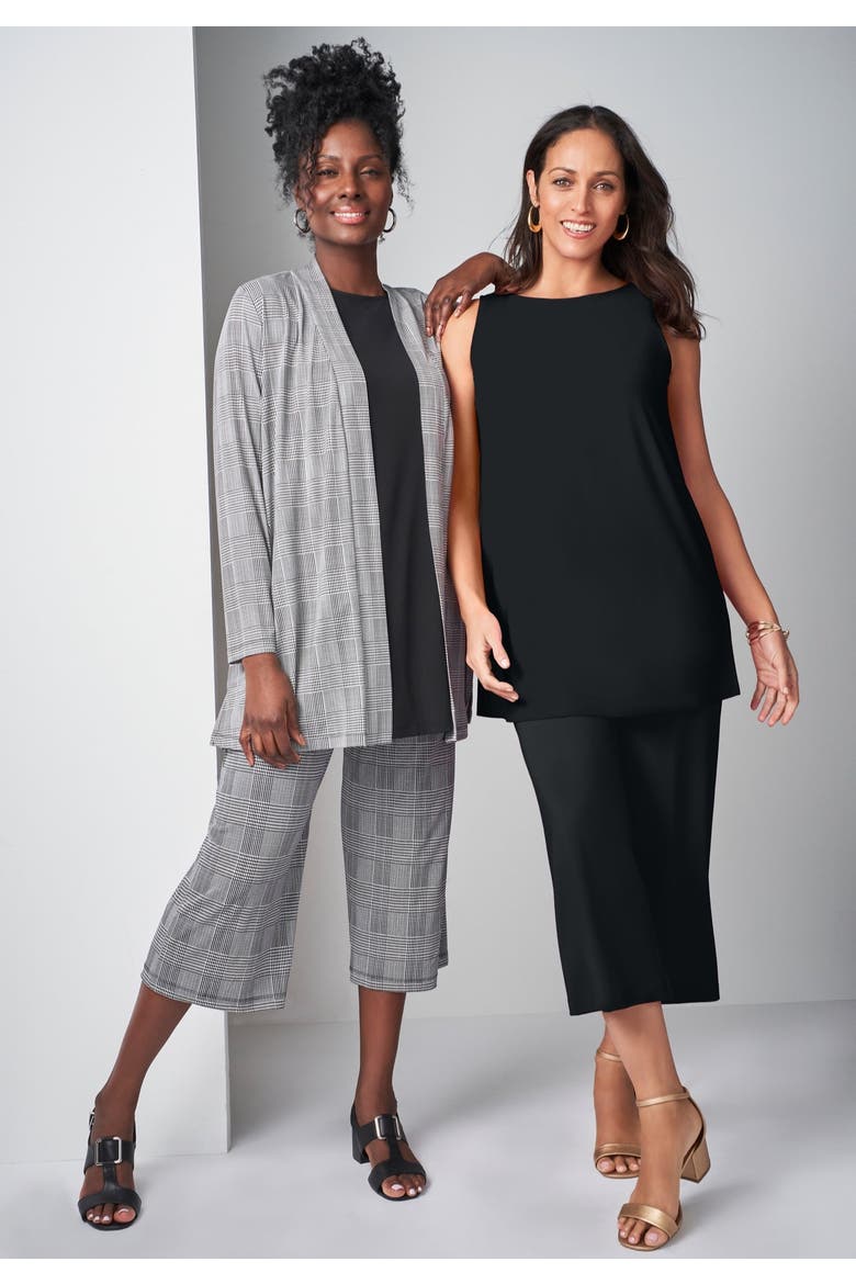 Stretch Knit Wide Leg Crop Pant, Alternate, color, DARK SAPPHIRE