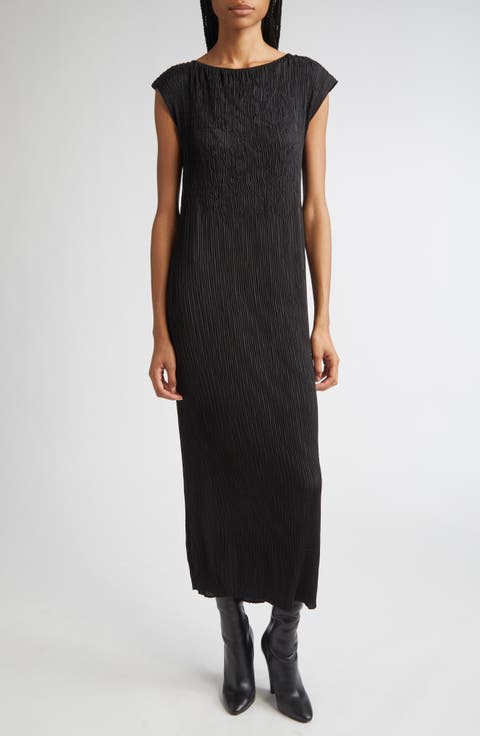 Smocked Plissé Cap Sleeve Dress