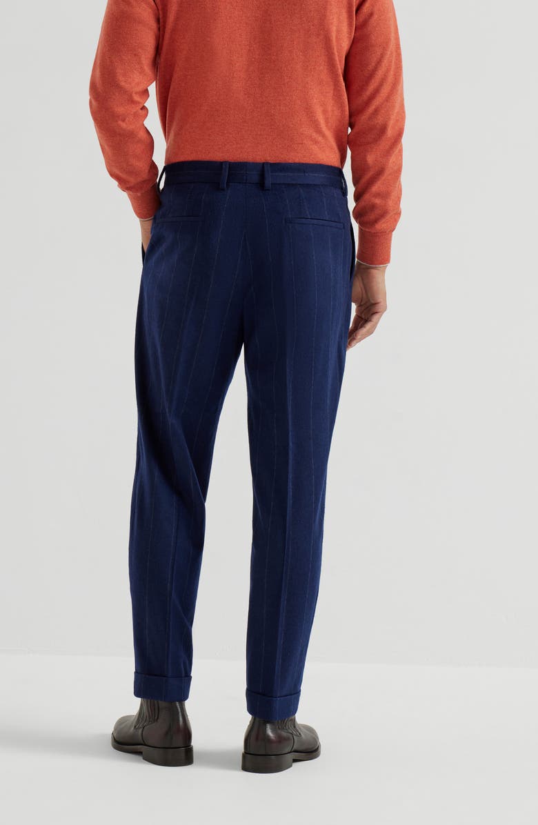 Brunello Cucinelli Wide chalk stripe trousers, Alternate, color, Avio Blue