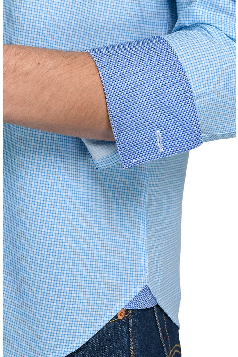 Micro Square Stretch Dress Shirt, Alternate, color, NAVY/ GREEN