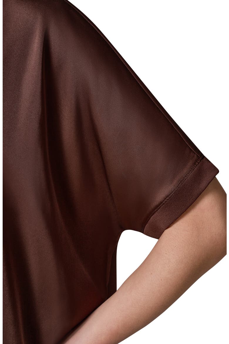 Satin Short Sleeve Top, Alternate, color, CANYON