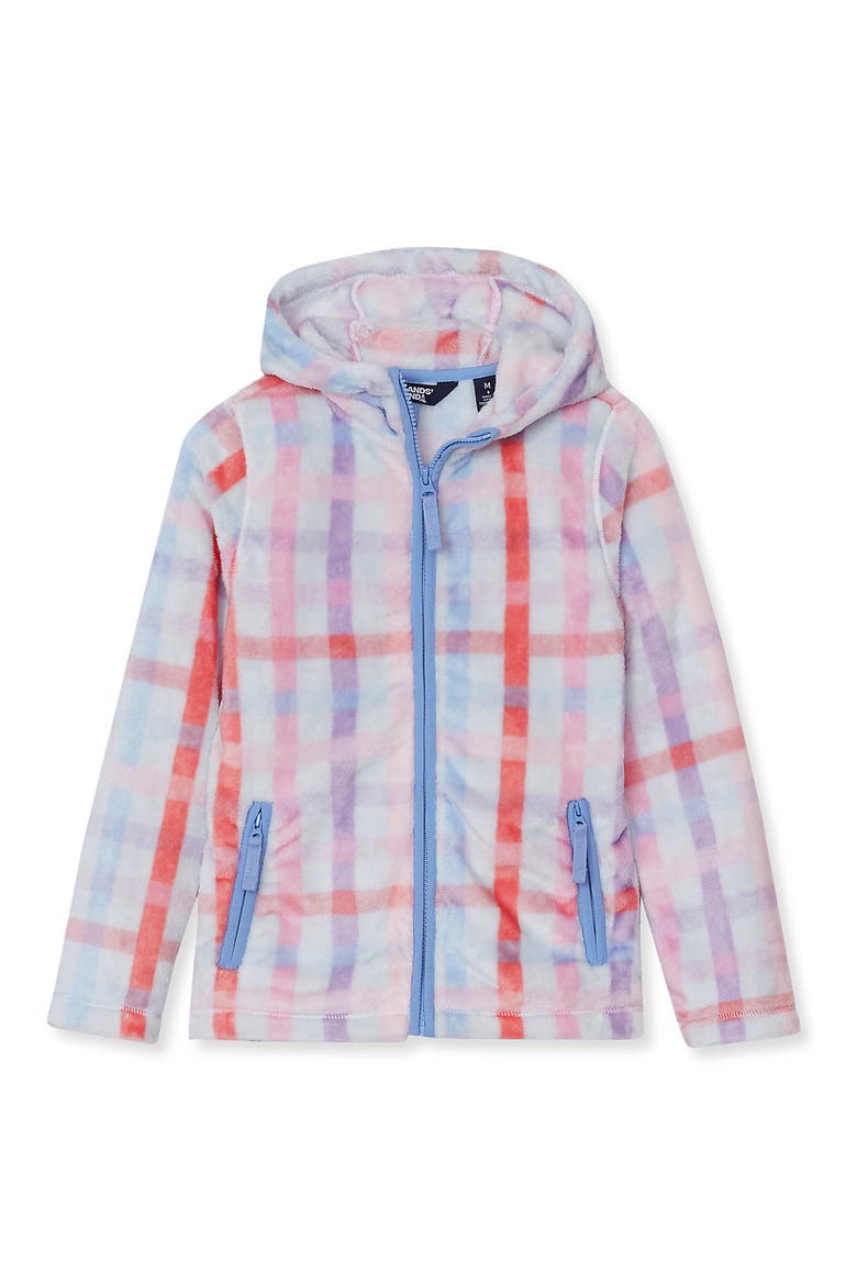 Girls Softest Fleece Hoodie, Main, color, Coral Blush Plaid