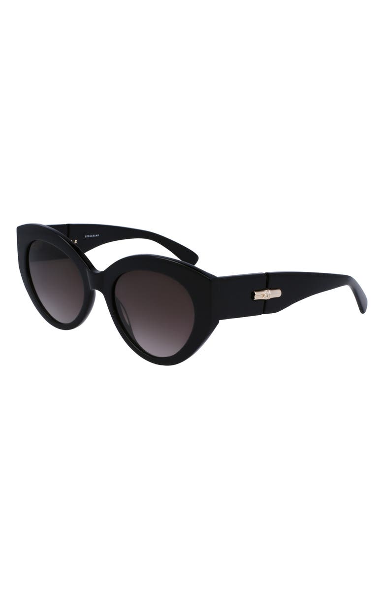 Longchamp 54mm Gradient Cat Eye Sunglasses, Alternate, color, Black