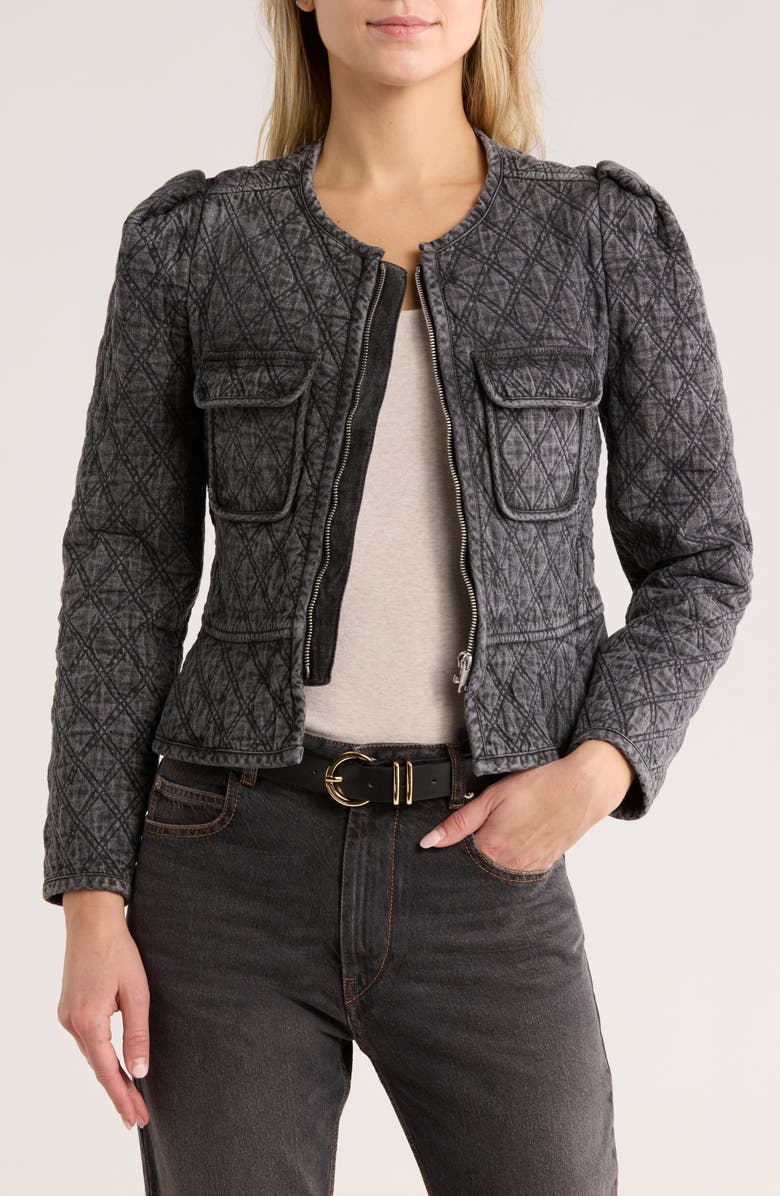 Isabel Marant Étoile Deliona Crop Denim Jacket, Main, color, Dark Grey