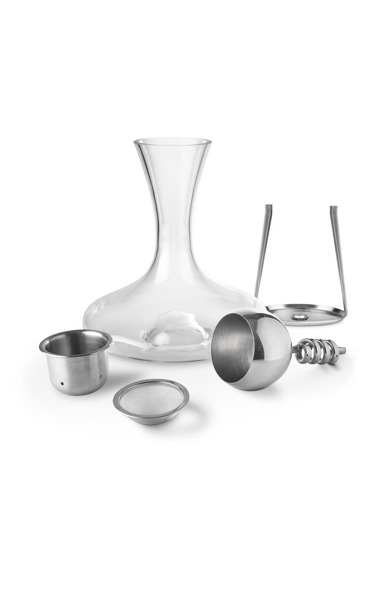 FINAL TOUCH Twister Stainless Steel Aerator & Decanter Set, Alternate, color, Clear