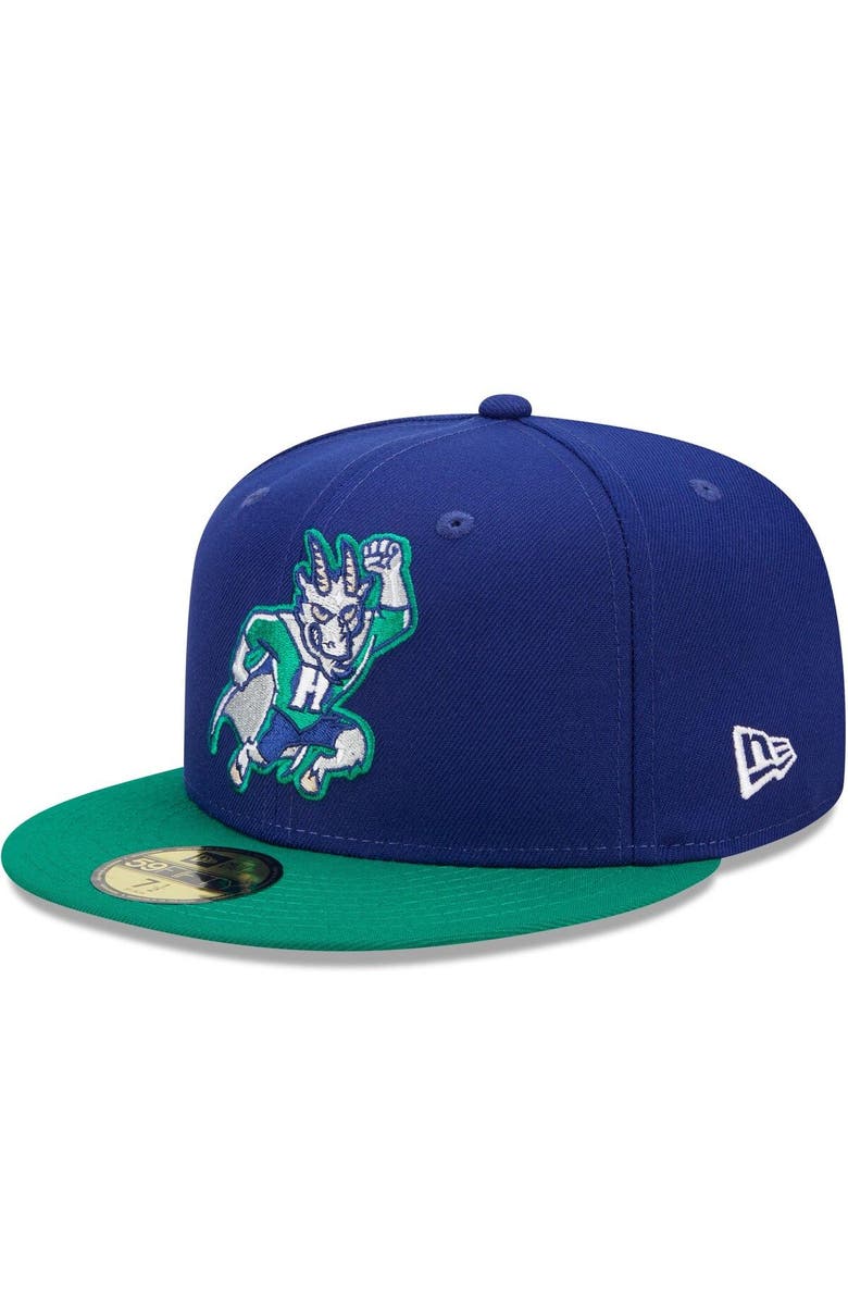 New Era Men's New Era Blue/Green Hartford Yard Goats Marvel x Minor League 59FIFTY Fitted Hat, Alternate, color, 
