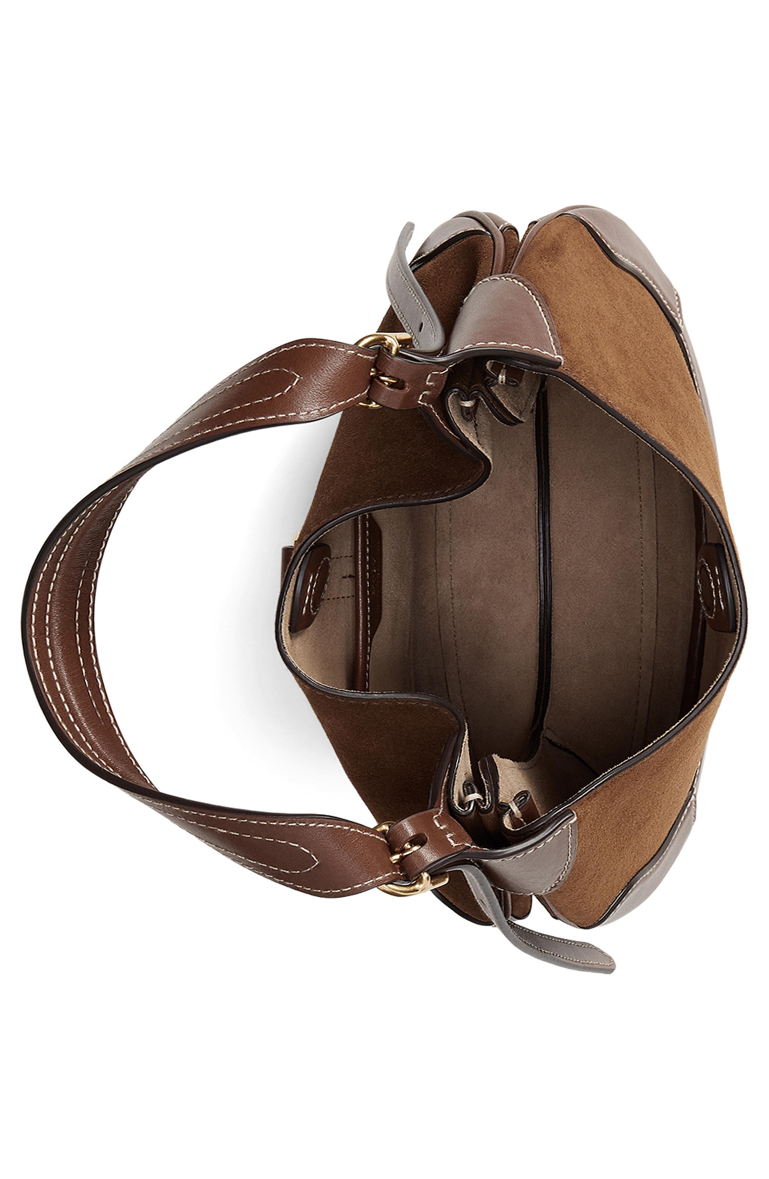 Polo Ralph Lauren Small Suede & Leather Shoulder Bag, Alternate, color, 