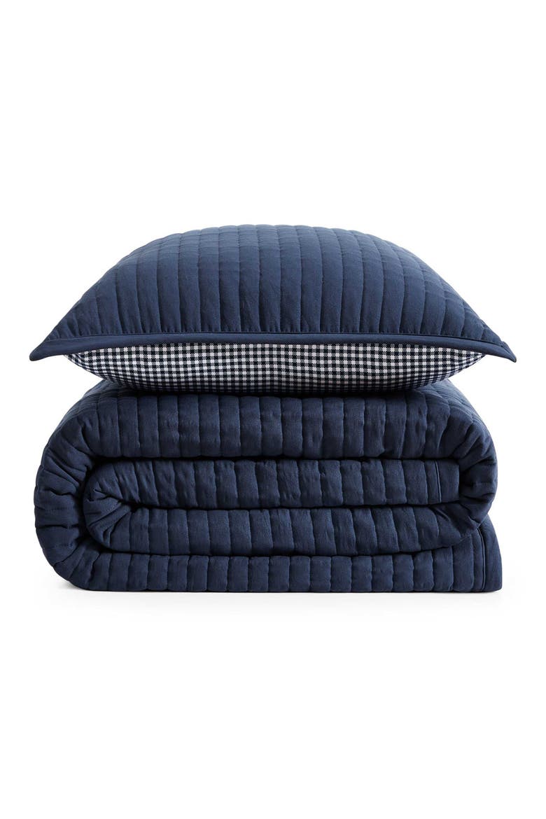 Gardena Check Quilt & Shams Set, Main, color, NAVY BLUE/ WHITE
