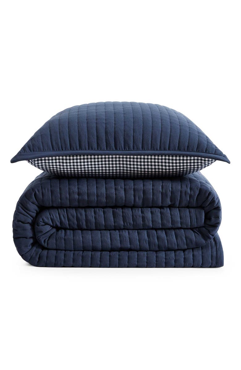 Tommy Hilfiger Gardena Check Quilt & Shams Set, Main, color, Navy Blue/ White