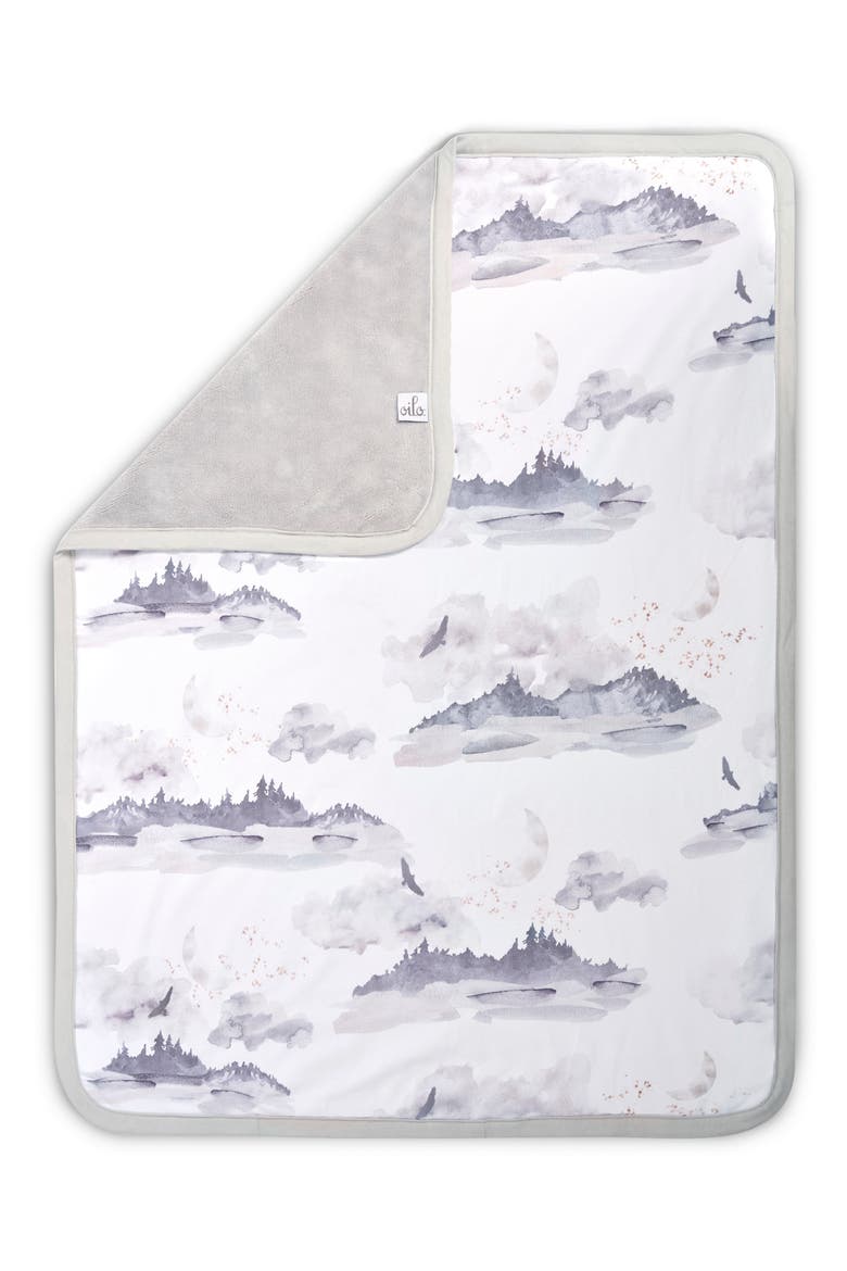 Misty Mountain Cuddle Blanket & Fitted Crib Sheet Set, Alternate, color, STONE