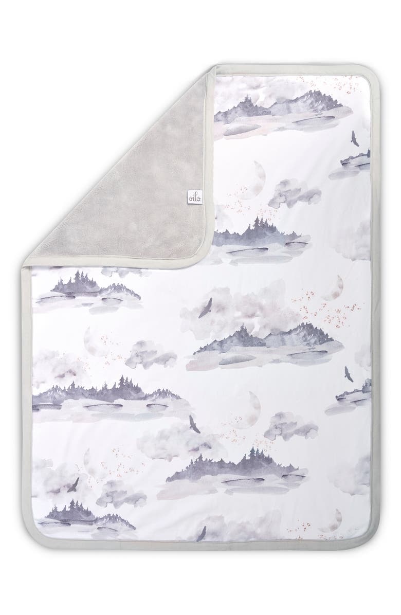 Oilo Misty Mountain Cuddle Blanket & Fitted Crib Sheet Set, Alternate, color, Stone