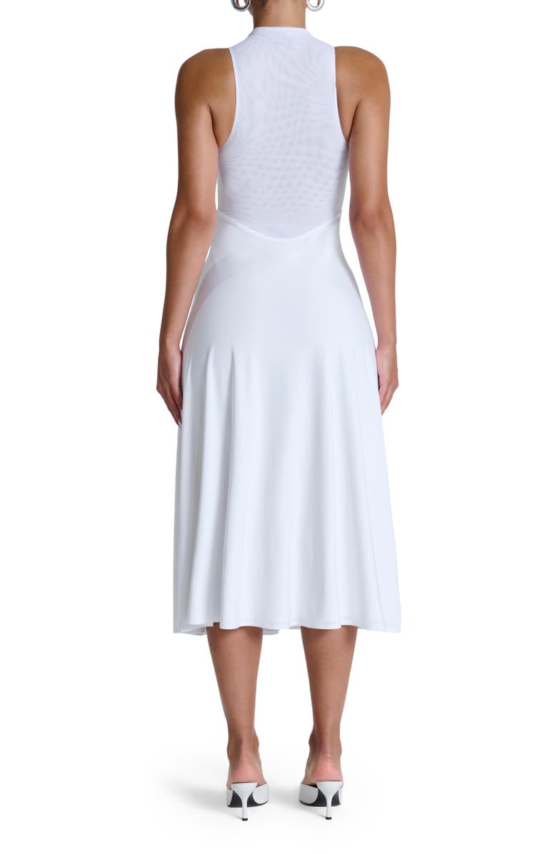 Naked Wardrobe Hourglass Sleeveless Sheer Bodice Midi Dress, Alternate, color, White