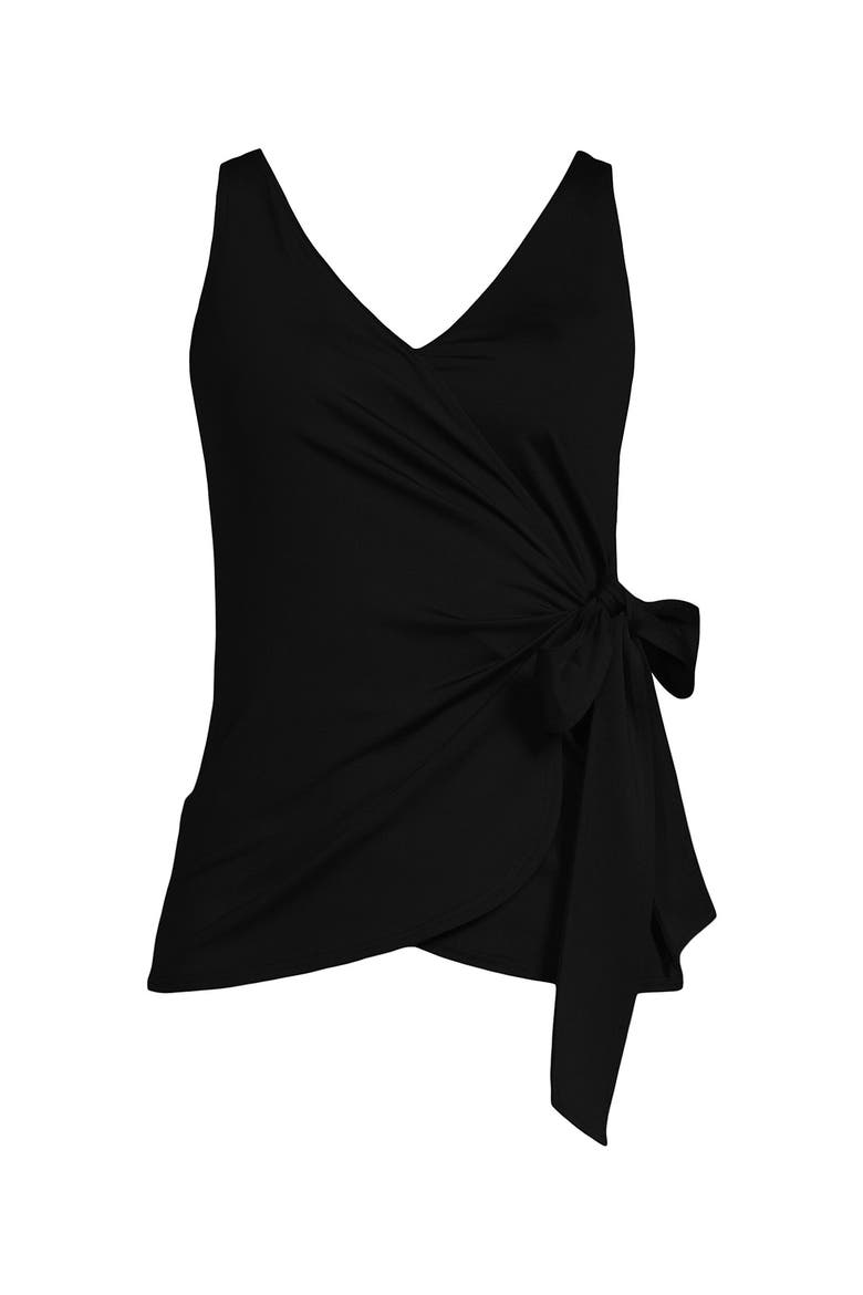 Long Side Tie Tankini Top, Alternate, color, Black
