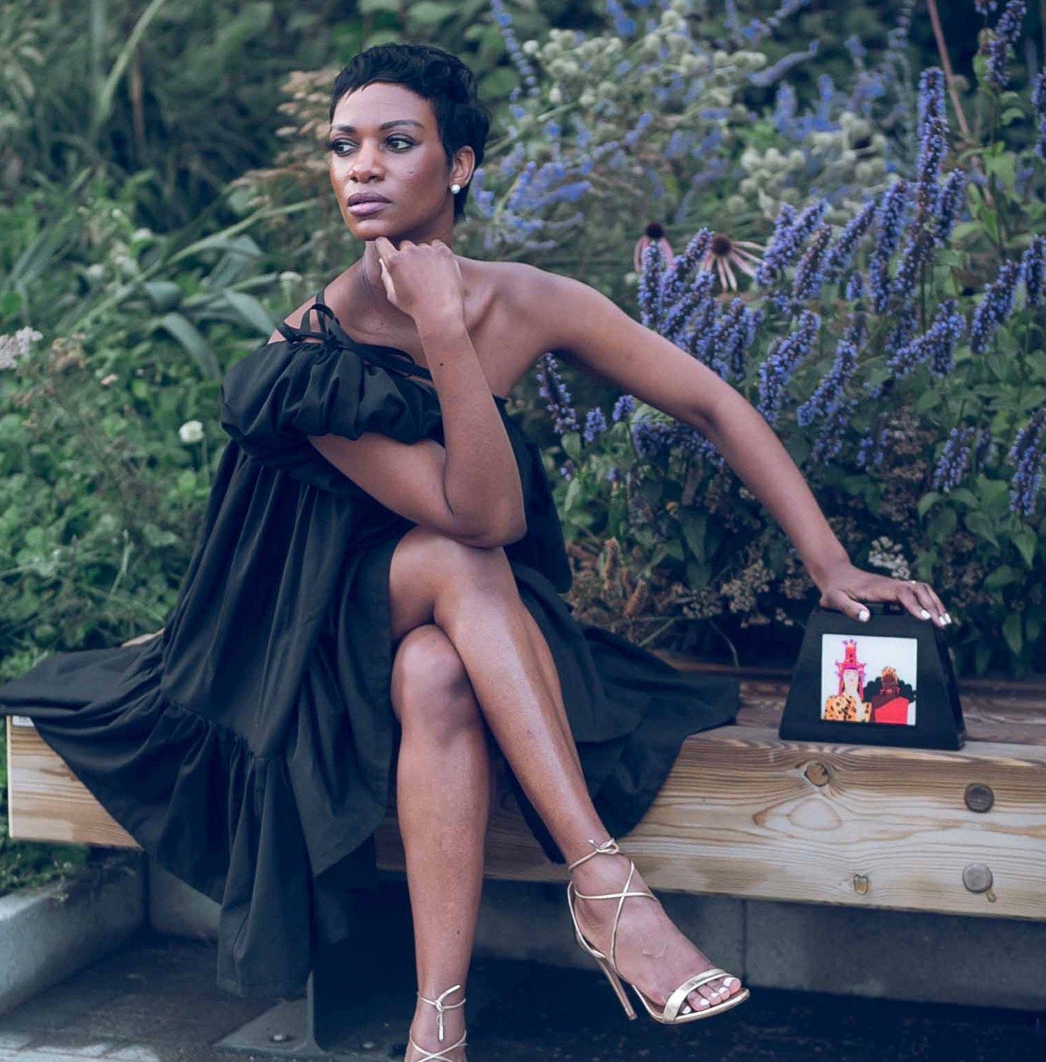 LarAllan Kiki & Aiko Acrylic Dinner Clutch, Alternate, color, Black Handle