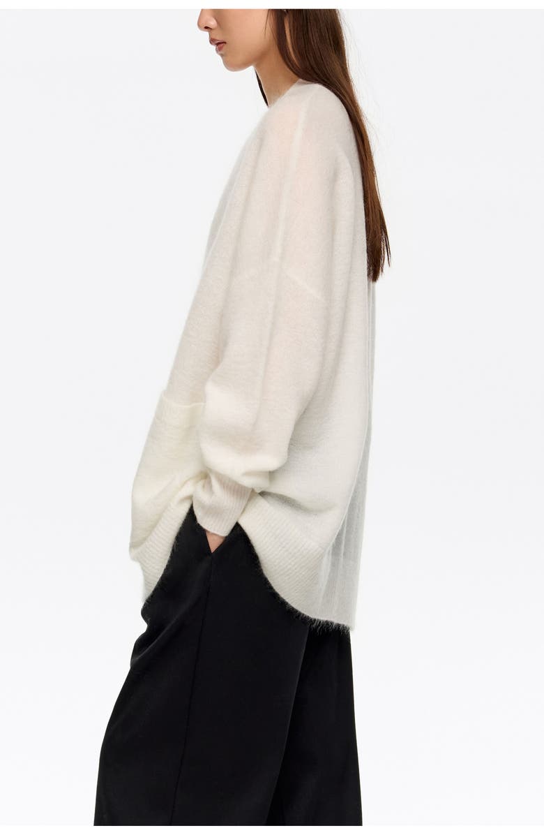 Bimba y Lola Long Mohair Cardigan, Alternate, color, Ivory