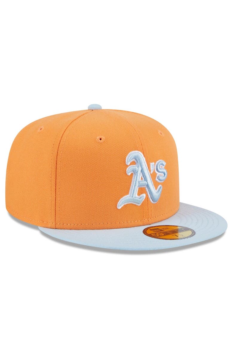 New Era Men's New Era Orange/Light Blue Oakland Athletics Spring Color Basic Two-Tone 59FIFTY Fitted Hat, Alternate, color, 