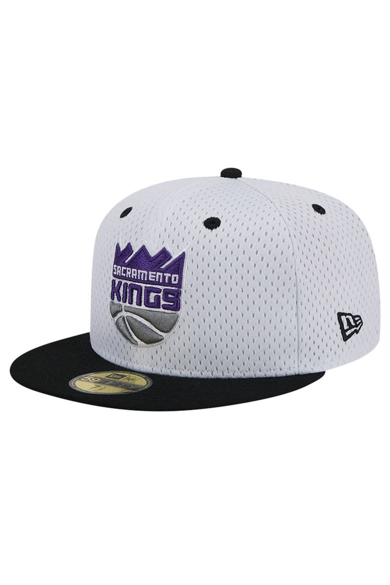 Men's New Era White/Black Sacramento Kings Throwback 2Tone 59FIFTY Fitted Hat, Alternate, color, White