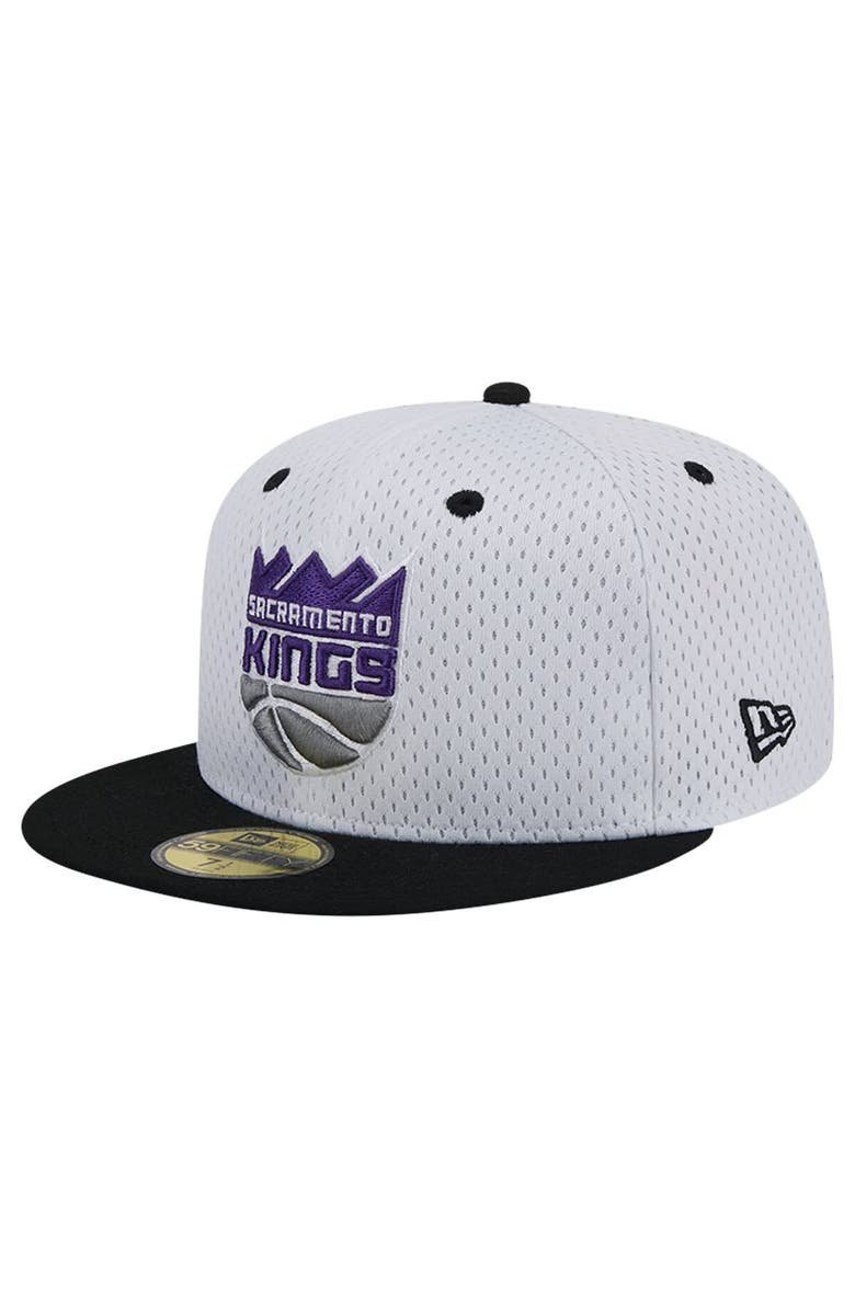 New Era Men's New Era White/Black Sacramento Kings Throwback 2Tone 59FIFTY Fitted Hat, Alternate, color, 