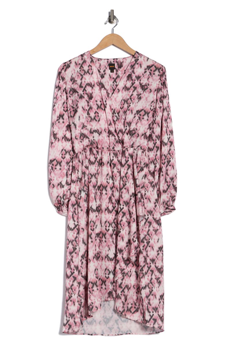BOSS Orange Divanta Long Sleeve Dress, Alternate, color, Pink Print