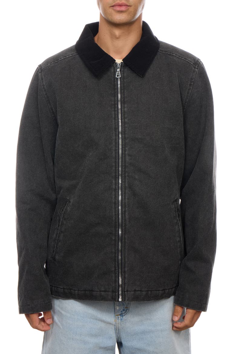Washed Twill Jacket, Main, color, BLACK