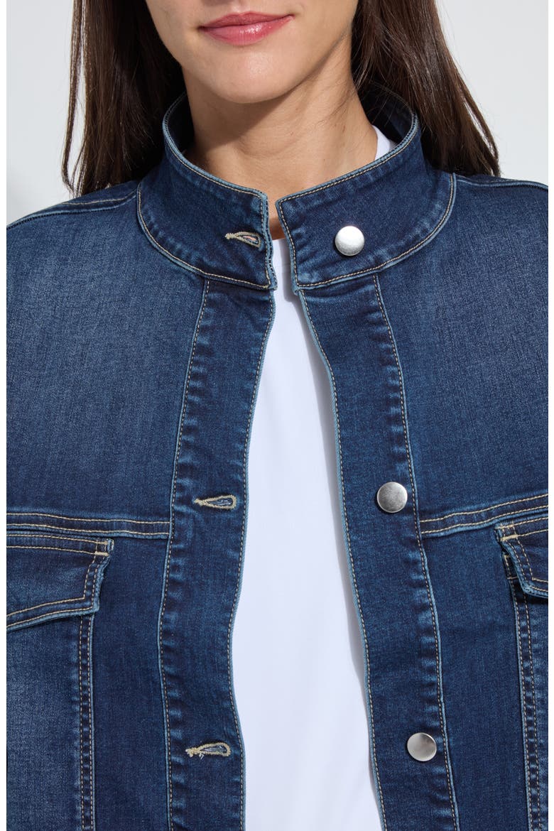 Solene Everyday Denim Jacket, Alternate, color, DARK MIDWASH