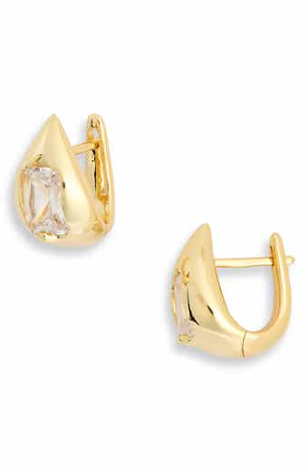 Demi Fine Cubic Zirconia Teardrop Huggie Hoop Earrings
