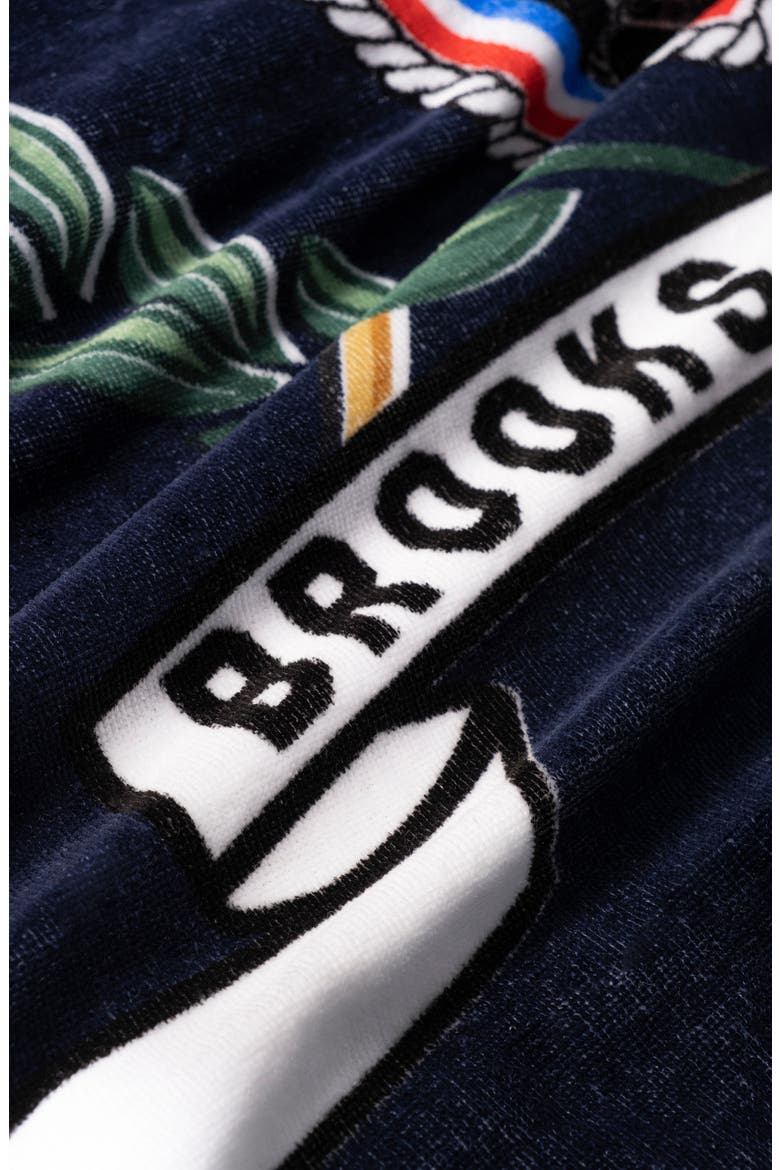 Logo Crest Cotton Beach Towel, Alternate, color, NAVY