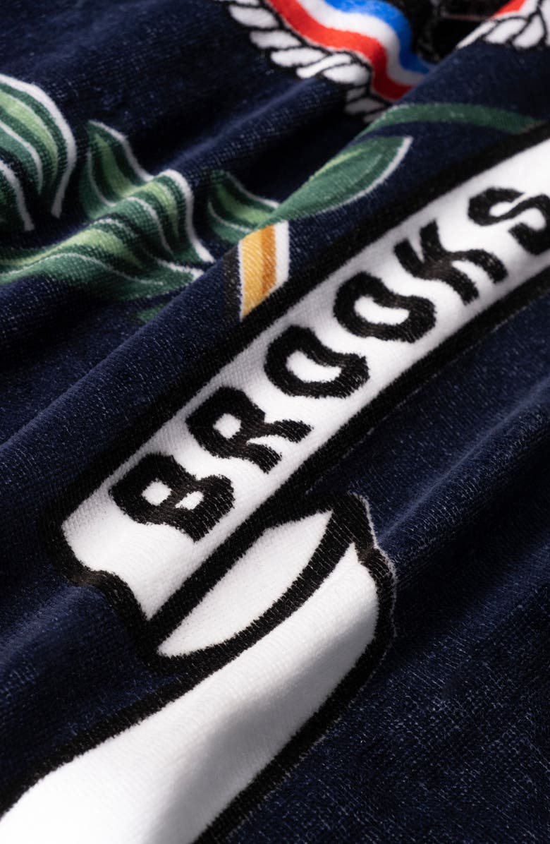 Brooks Brothers Logo Crest Cotton Beach Towel, Alternate, color, Navy
