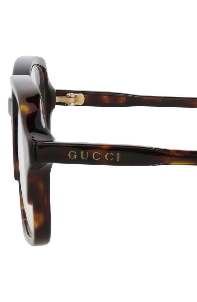 Gucci 51mm Rectangular Optical Glasses, Alternate, color, Havana Havana Transparent