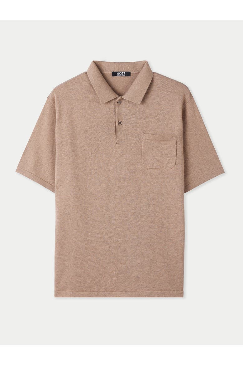 Men's Cotton Silk Cashmere Blend Polo Shirt, Main, color, timber wolf