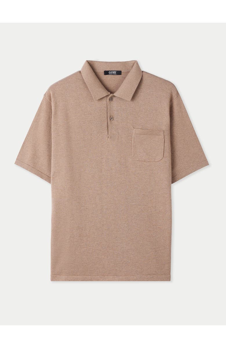 GOBI Mongolian Cashmere Men's Cotton Silk Cashmere Blend Polo Shirt, Main, color, Timber Wolf