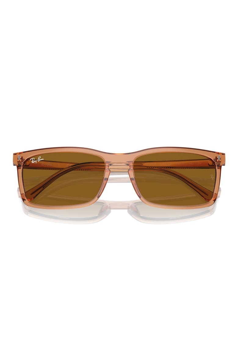 59mm Rectangular Sunglasses, Main, color, TRANSPARENT BROWN