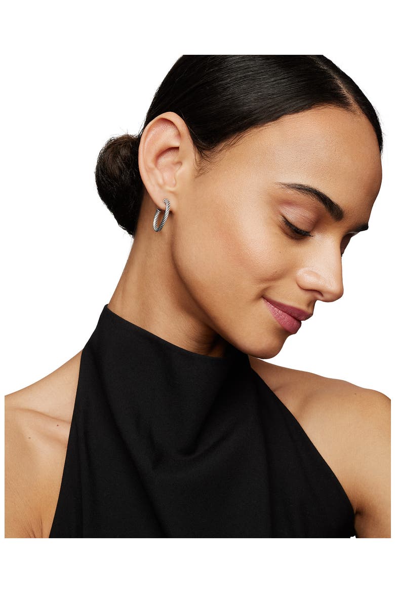 Cable Hoop Earrings, Alternate, color, SILVER