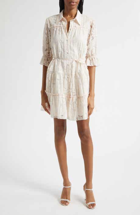 Rayla Floral Jacquared Tiered Shirtdress