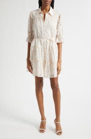 Cinq à Sept Rayla Floral Jacquared Tiered Shirtdress