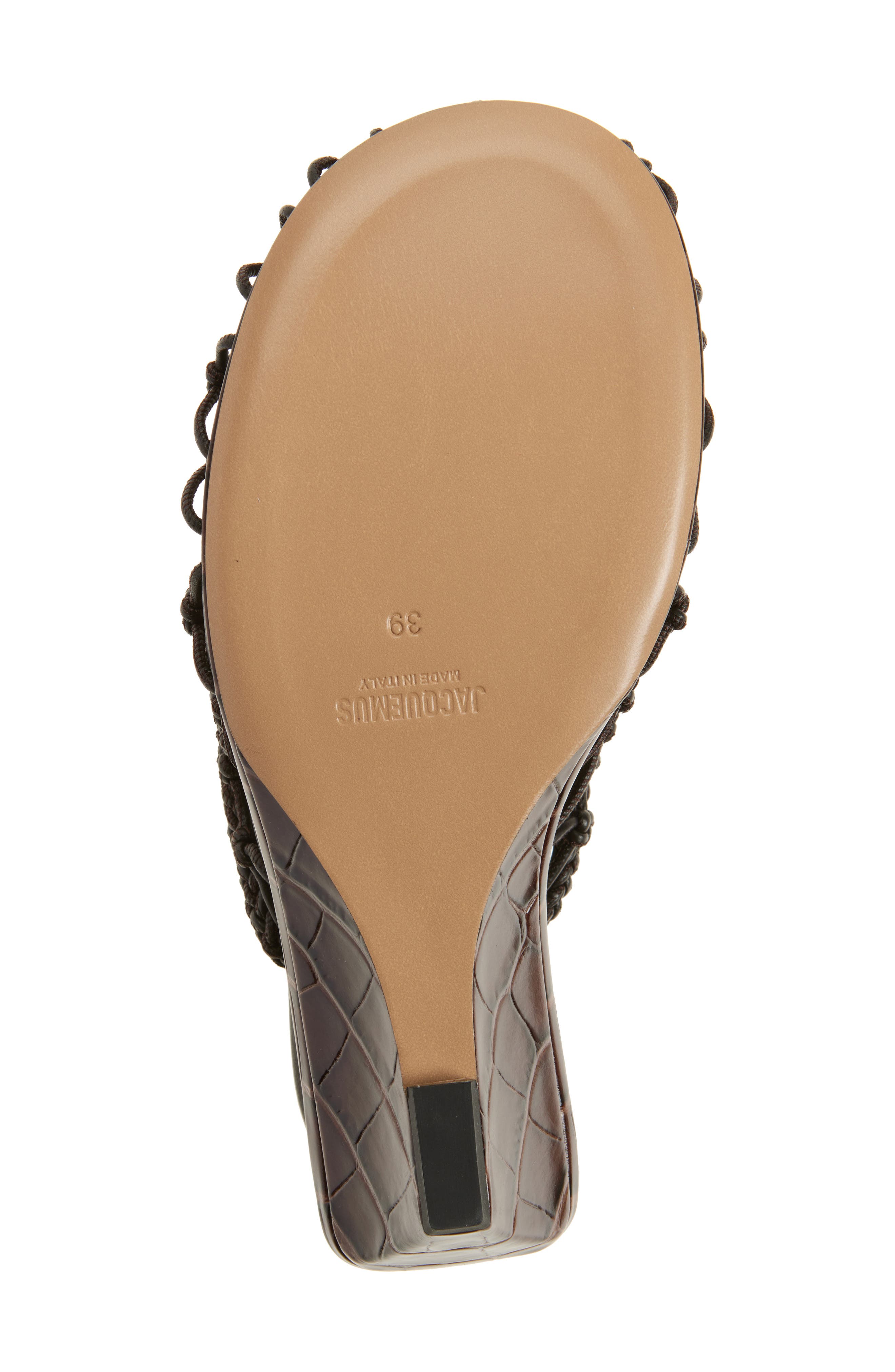 Jacquemus Doubles Tresses Stacked Wedge Sandal, Alternate, color, Dark Brown