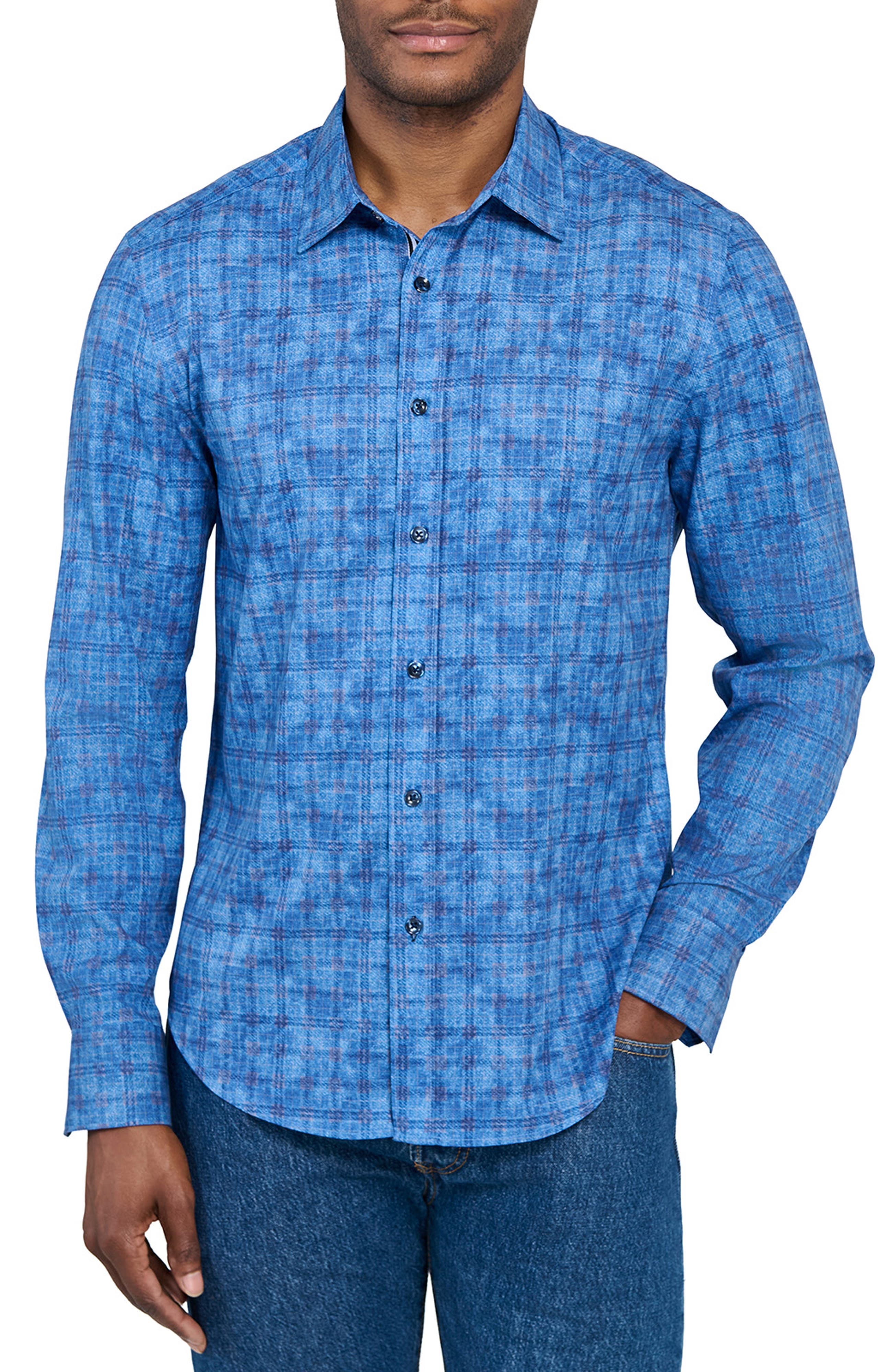 Flannel Print Woven Long Sleeve Basic