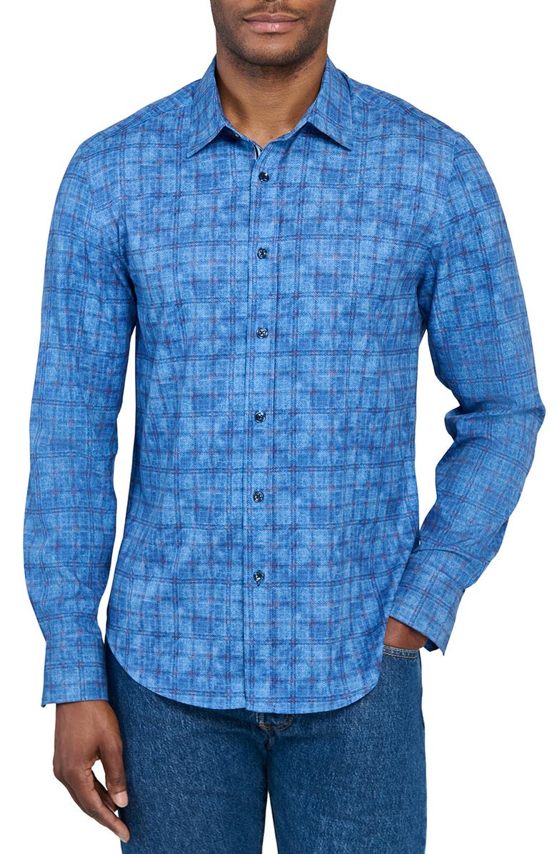 Brooklyn Brigade Flannel Print Woven Long Sleeve Basic, Main, color, Dk Denim