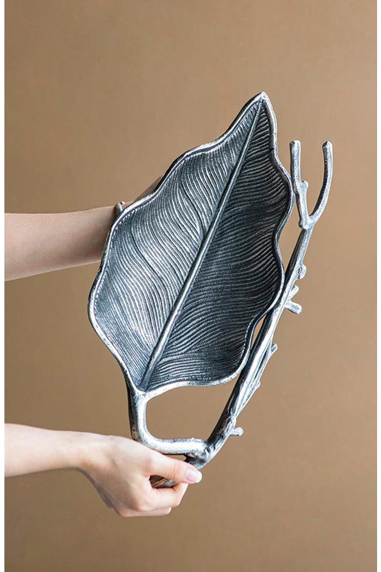 Leaf Decorative Bowl, Alternate, color, NICKEL