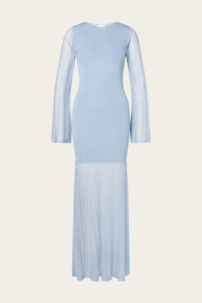 Haisley Sheer Knitted Maxi Dress, Alternate, color, Sky
