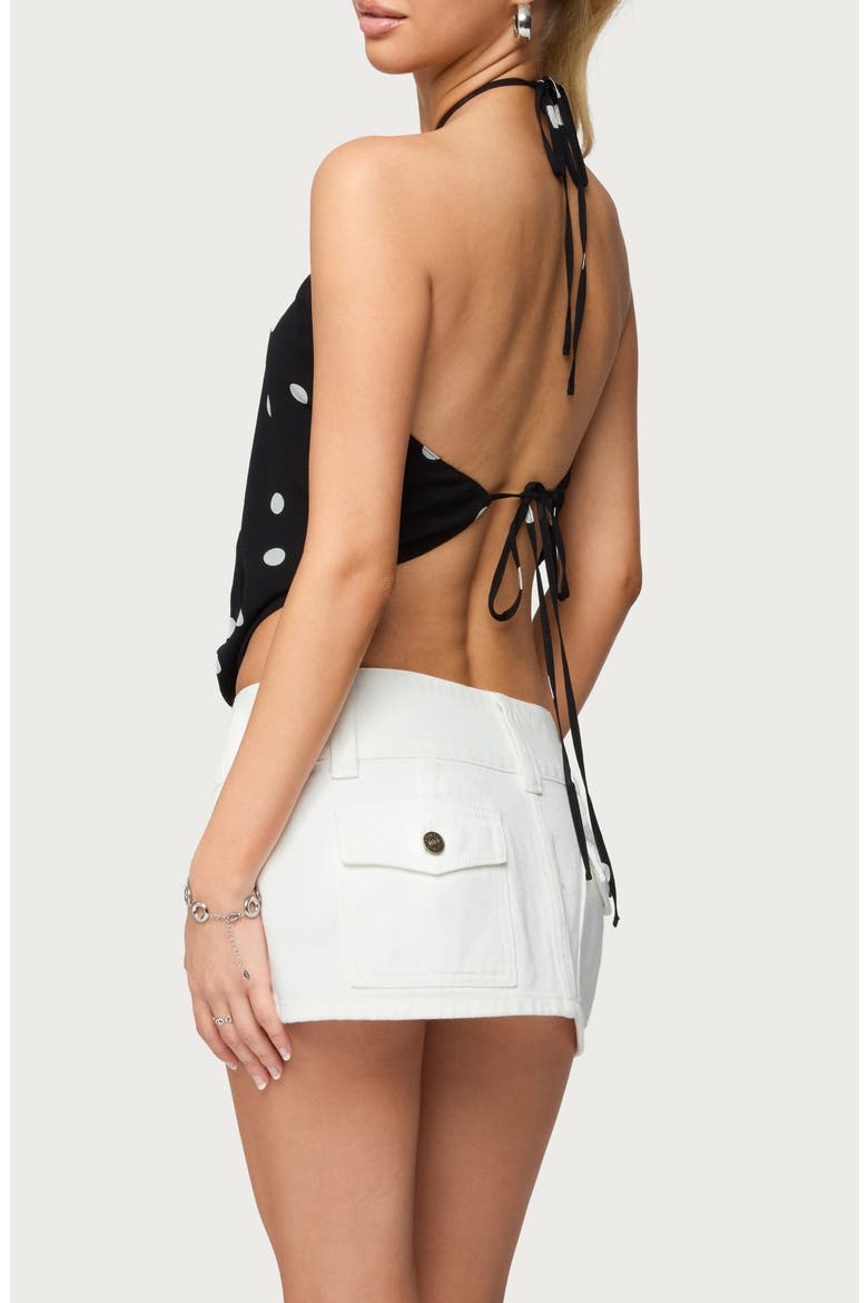 Cowl Neck Open Back Halter Top, Alternate, color, BLACK-AND-WHITE