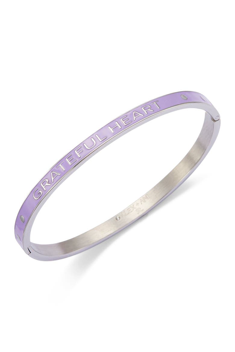 Grateful Heart Hinge Bangle Bracelet, Alternate, color, Silver
