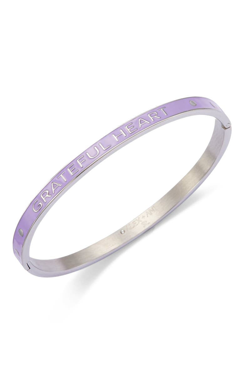 Alex and Ani Grateful Heart Hinge Bangle Bracelet, Alternate, color, Silver