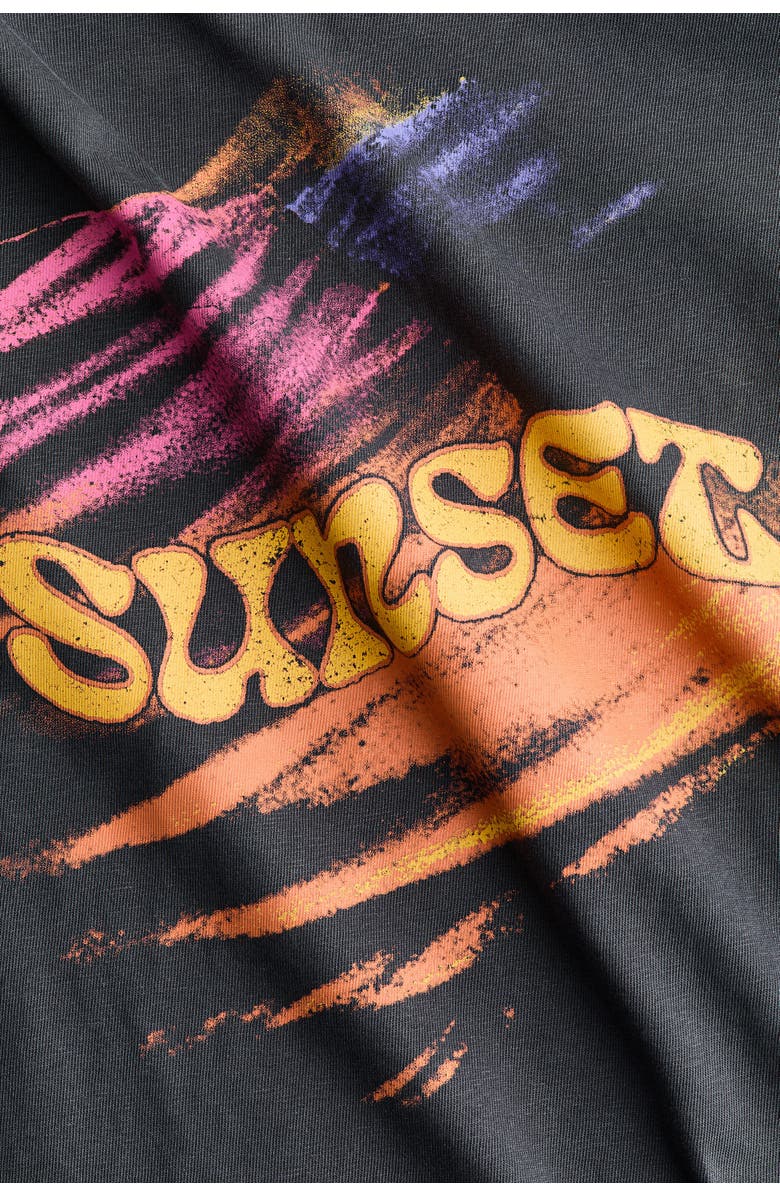 H&M Oversized Printed T-shirt, Alternate, color, Dark Gray/Sunset